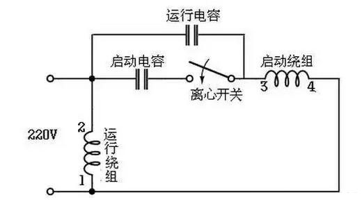 电容启动运转型接线电路（双值电容器）